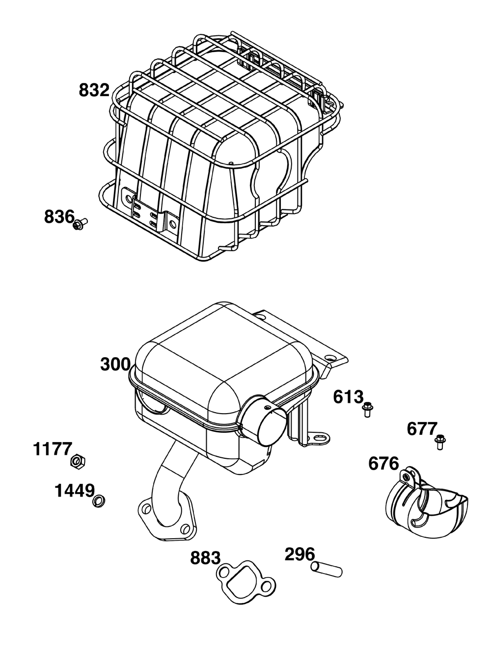 Exhaust Group Diagram and Parts List for 13A135-0026-F1 100000 - 19Z999 Briggs and Stratton Engine